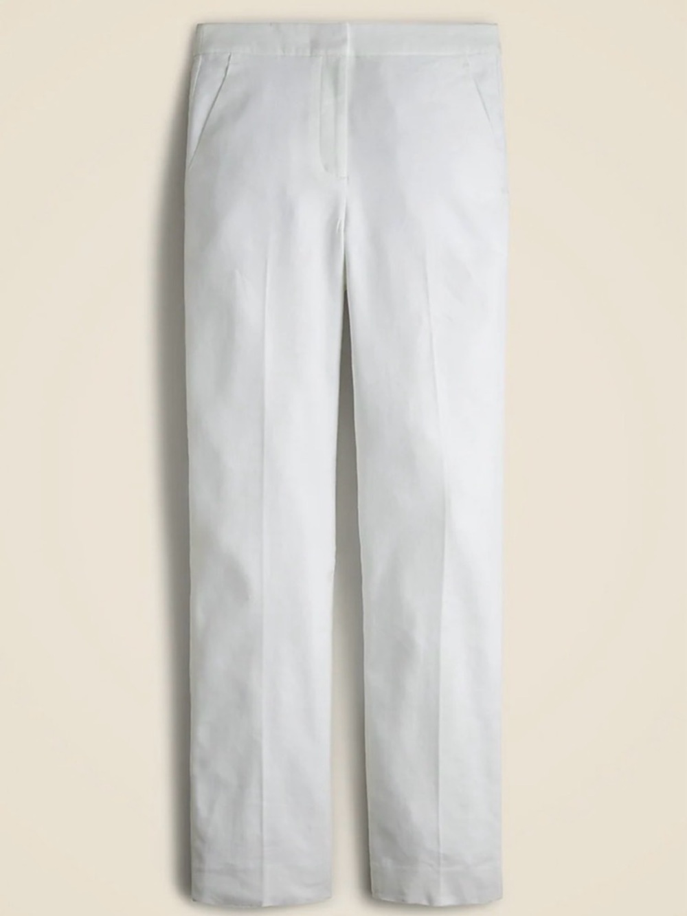 J. Crew Ivory Trousers Stretch Linen Kate Straight Leg